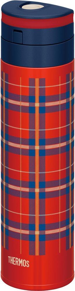 

THERMOS Vacuum Insulated Portable Mug Open 450ml Red Check RC [One-Touch Type] JNS-450G
