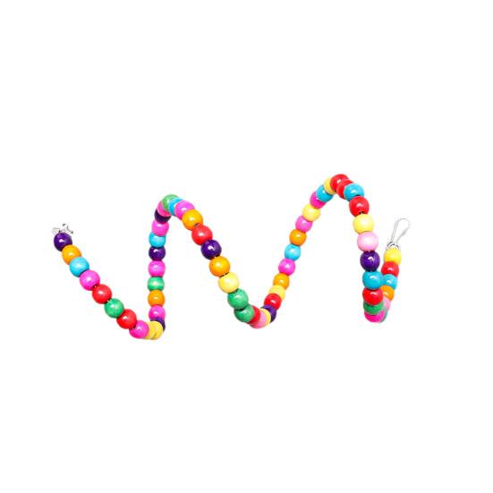 

Yousheng Bird Cage Toy Colorful Beads Resting and Playing Leisure Toys Parrot Climbing Wood Swing Toy for Small Medium Parrots 60cm