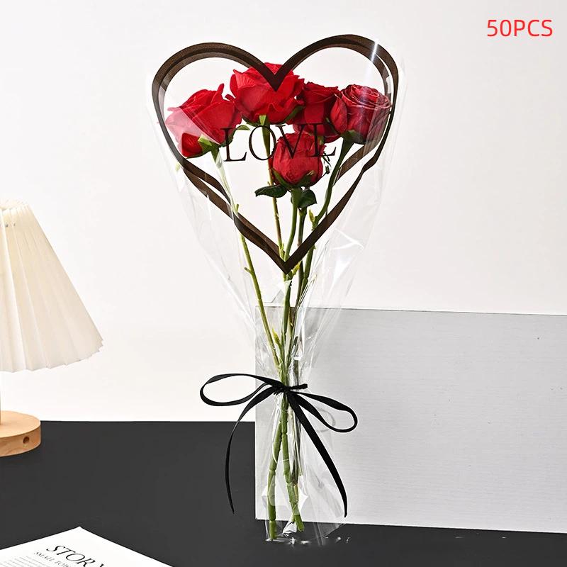 Transparent Rose Packaging Bags Flower Bouquet Plastic Bag Bouquet Wrapping Paper One Straight Bag Flower Packagin