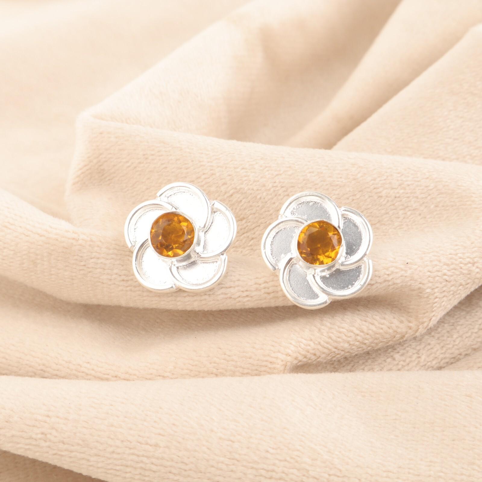 

Круглые Натуральные Цитрины Стерлинговое Серебро Ручная Работа Пусеты Модные Бохо Серьги Ювелирные Изделия EE-157-6