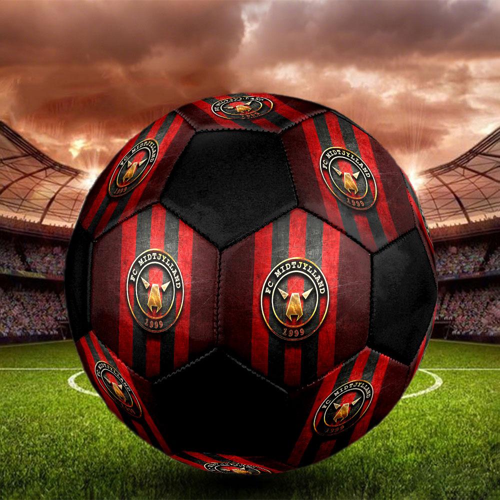 1PC Midtjylland POSTER Size 5 Soccer Ball PrahaIndoor Soccer Ball Colorful All Ages Machine Stitched PVC Competition Ready Durable High-Bounce
