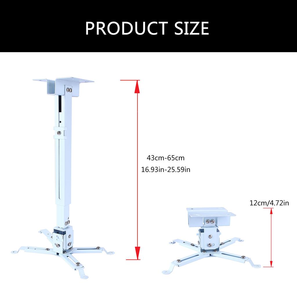 MultiPurpose Projector Bracket for Ceiling and Wall, 43-65cm Extension, Solid 15kg Load Home Theater Accessories