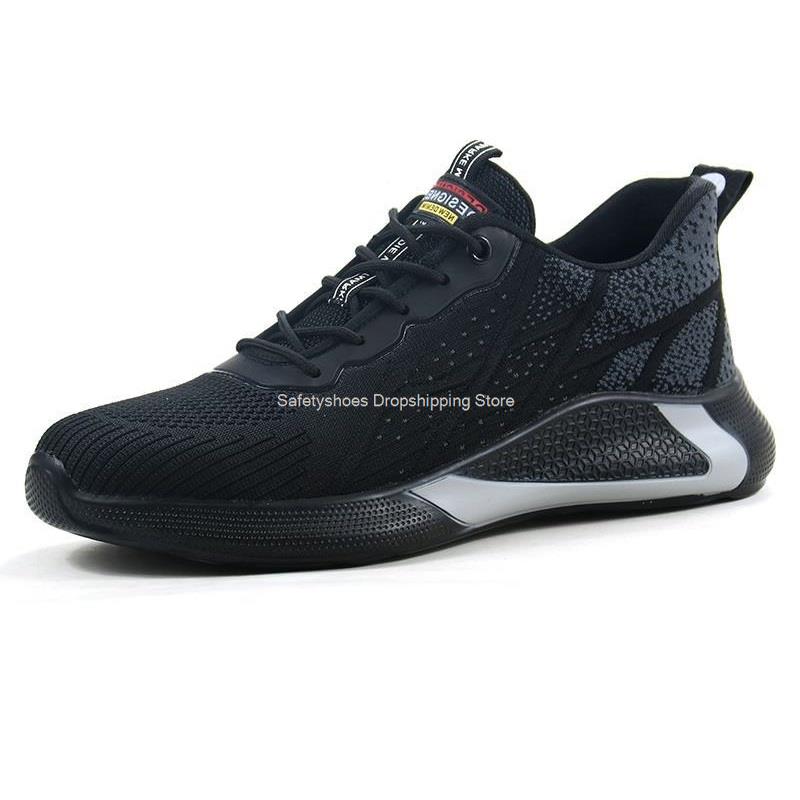 

Легкая защитная обувь, мужские рабочие защитные ботинки, противоударные и противоударные рабочие кроссовки, дышащая обувь со стальным носком для мужчин, промышленные 43 серый