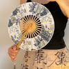Summer With Cheongsam Portable Hand-Shaking Bamboo Fan Chinese Style Hanfu  Chinese Style Ink Silk Folding Fan Ancient Fan
