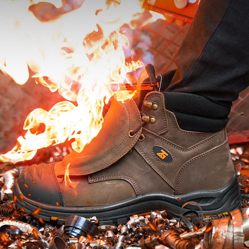 Men Boots Leather GenuineLeather Quality high Work Composite shoes Genuine Indestructible Puncture Proof Safety Security