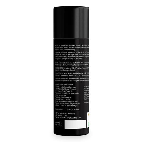 Parfümierter Deodorant-Club für Männer (150 ml), Club Man Deo Parfum, Bella Vita