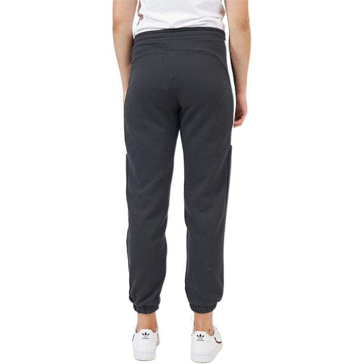 Adidas High-Waist Cuff Jogger Pants With Three-Stripe Logo Print Women Bottoms Grey HC2919