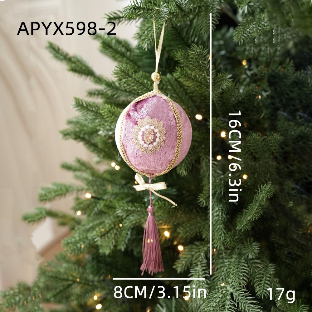 Hanging Design Christmas Tree Ornaments Ornamental Craft Velvet Look Fabric Hanging Ornaments Ribbon Hanging Loop
