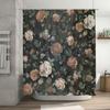 Luxury Floral Print Shower Curtain Dark Green Beige Colorful Water Repellent Bath Room Decoration Waterproof Curtain For Home De