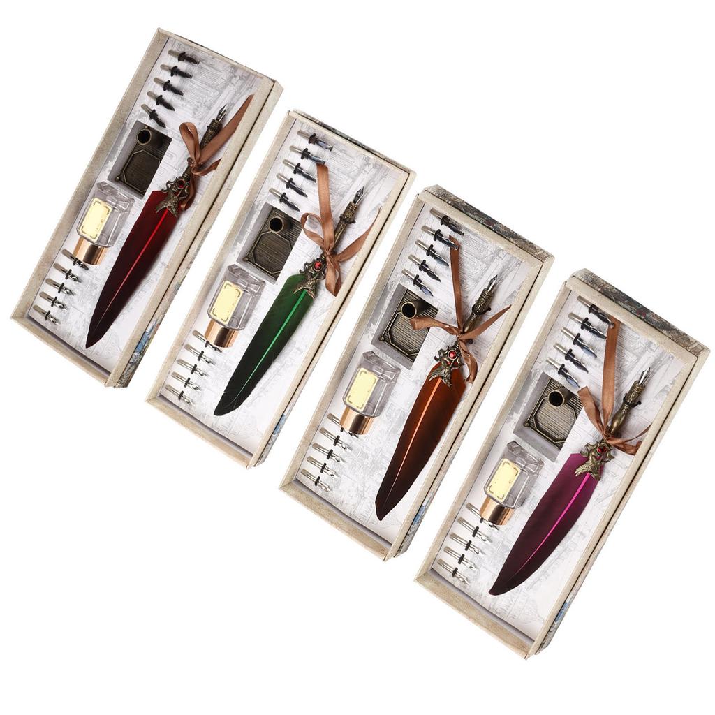Pen Set Vintage Creativity Ink Carving Writing Suit for Lover Teacher Classmate Gift