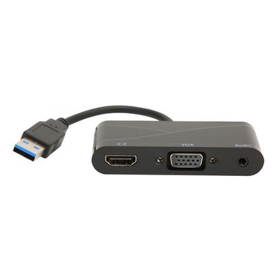 USB To HD Multimedia Interface 2 In 1 Black 1080P 60HZ 5Gbps USB 3.0 To VGA Adapter for Meeting
