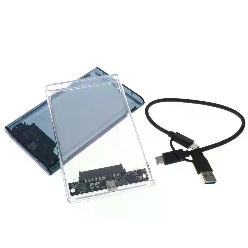 USB Type C 2.5 Inch External Storage Case SATA To USB 5Gbps HDD SSD Case Transparent Hard Drive Enclosure Support For PC Laptops