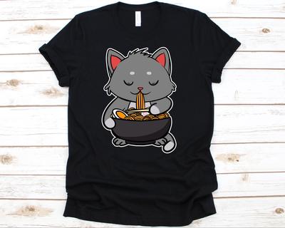 Cat Eating Ramen Shirt, Kitten Owners, Japanese Noodle, Cat Lover Gift, Ramen T-Shirt, Cat Owners, Cat Gifts, Ramen Tee