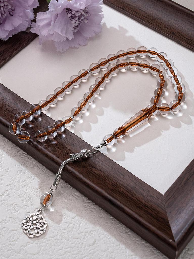 Amber Handheld Muslim Prayer Beads - Arabic Zikr Rosary
