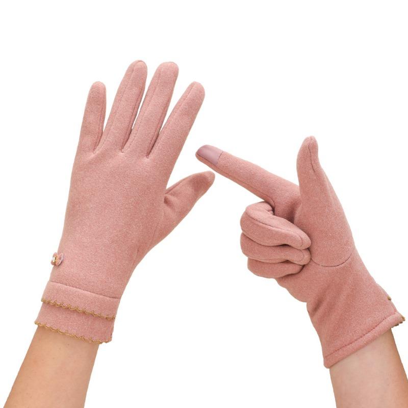Warm gloves New women's outdoor riding rabbit velvet bow windproof and cold versatile autumn and winter gloves