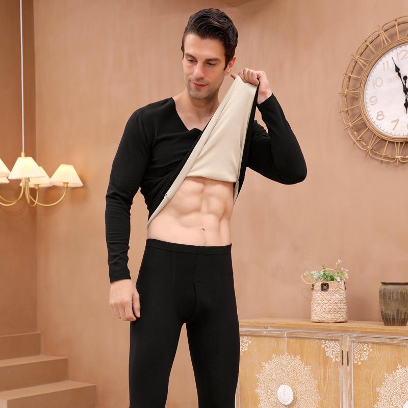 Double-Sided Brushed Seamless Warm Base Layer Set for Men & Women - Fleece-Lined, Perfect for Autumn and Winter