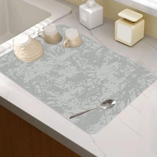 Dish Drying Mat for Kitchen Counter Non-Slip Absorbent Draining Mat Eco-Friendly Heat Resistant Dish Drying Pad for Sinks Draining Racks