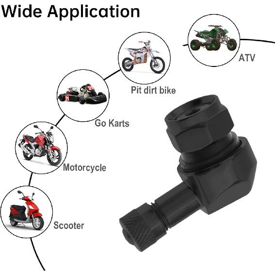 Windance 2pcs 90 Degree CNC Motorcycle Tire Valve Stems for Most Bike 10 mm to11.3 mm Tubeless Tires Easy tallation (Black)