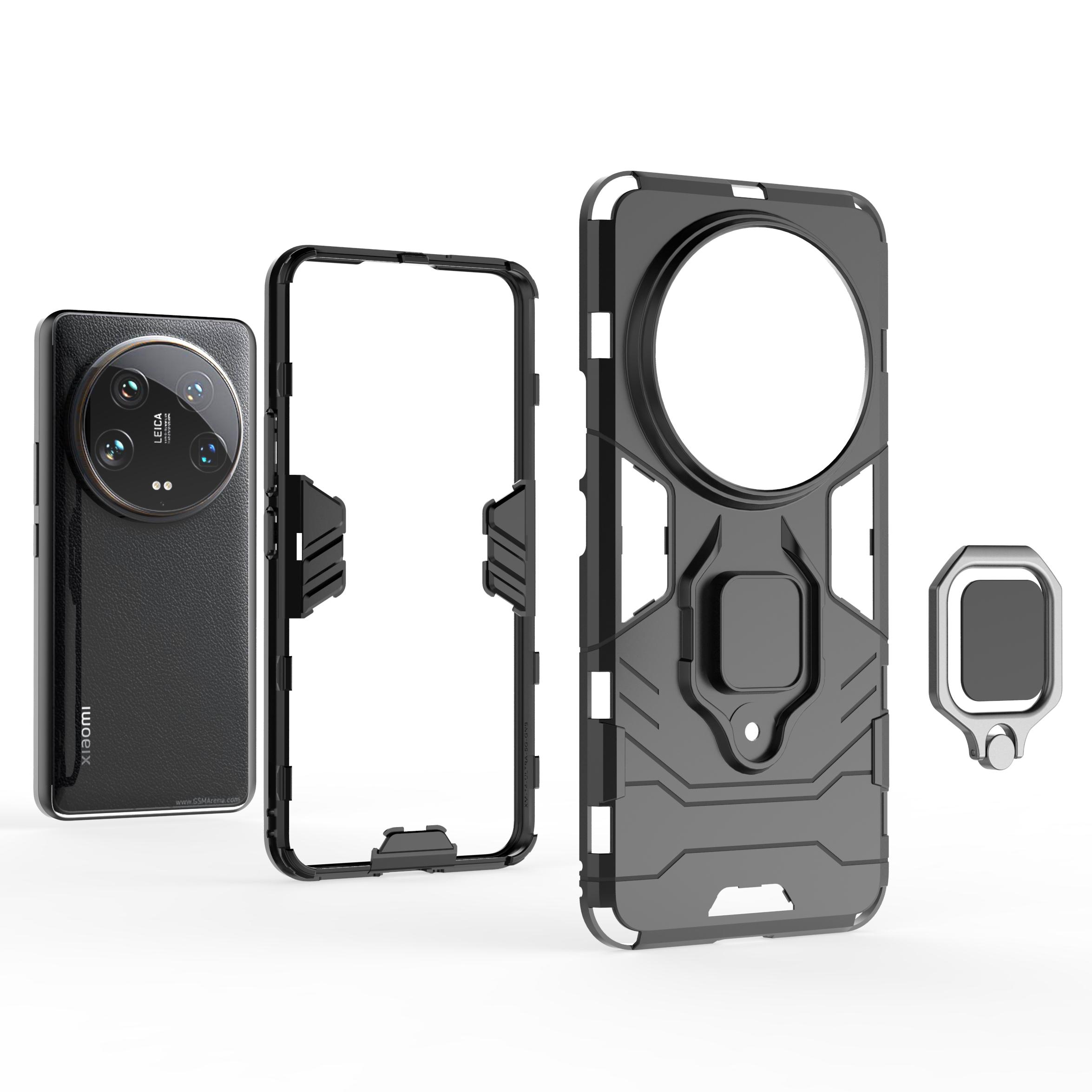 

Чохол для Xiaomi 14 Ultra з кільцем-тримачем та підставкою, гібридна накладка з PC+TPU Red