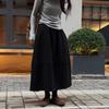 Luxury Wool Blend High-Waisted Black Bubble Midi Skirt - Autumn/Winter 2025 Collection