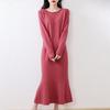 Women's 100% Wool Slimming Over-the-Knee Knitted Dress for Autumn/Winter