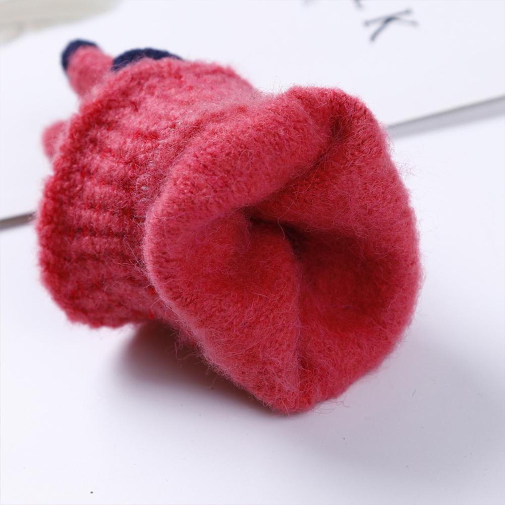 Women Knit Gloves with Cute Plush Ball Warm Hands Keeper Lady Touch Screen Gloves