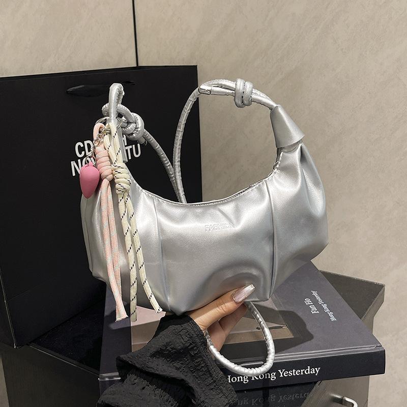 Fashionable Dumpling Shape Shoulder Bag For Women Street Trend Pu Material Zipper Opening Crossbody Purse For Daily Use