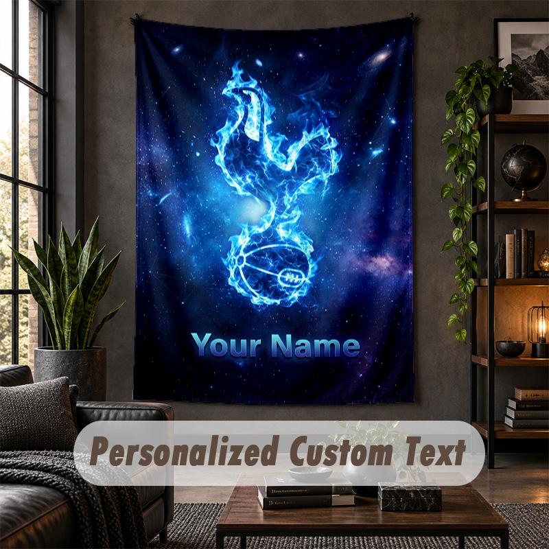 Tapeçaria de Parede Personalizada, Texto Personalizado do Tottenham Hotspur FC, Arte de Parede em Tecido Macio Para Decoração de Interiores