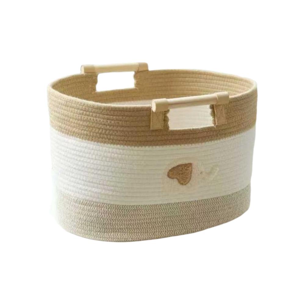 Durable Cartoon Cotton Rope Storage Basket Portable with Handles Woven Storage Basket Cute Toy Snack Organizer Nursery