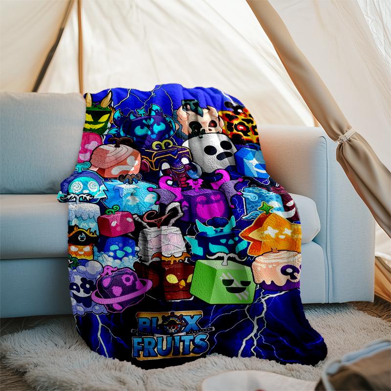 Coperta Stampata Tema Blox Fruits - Perfetta per Divano, Letto, Viaggio e Uso Esterno | Lavabile in Lavatrice, Accogliente e Durevole.