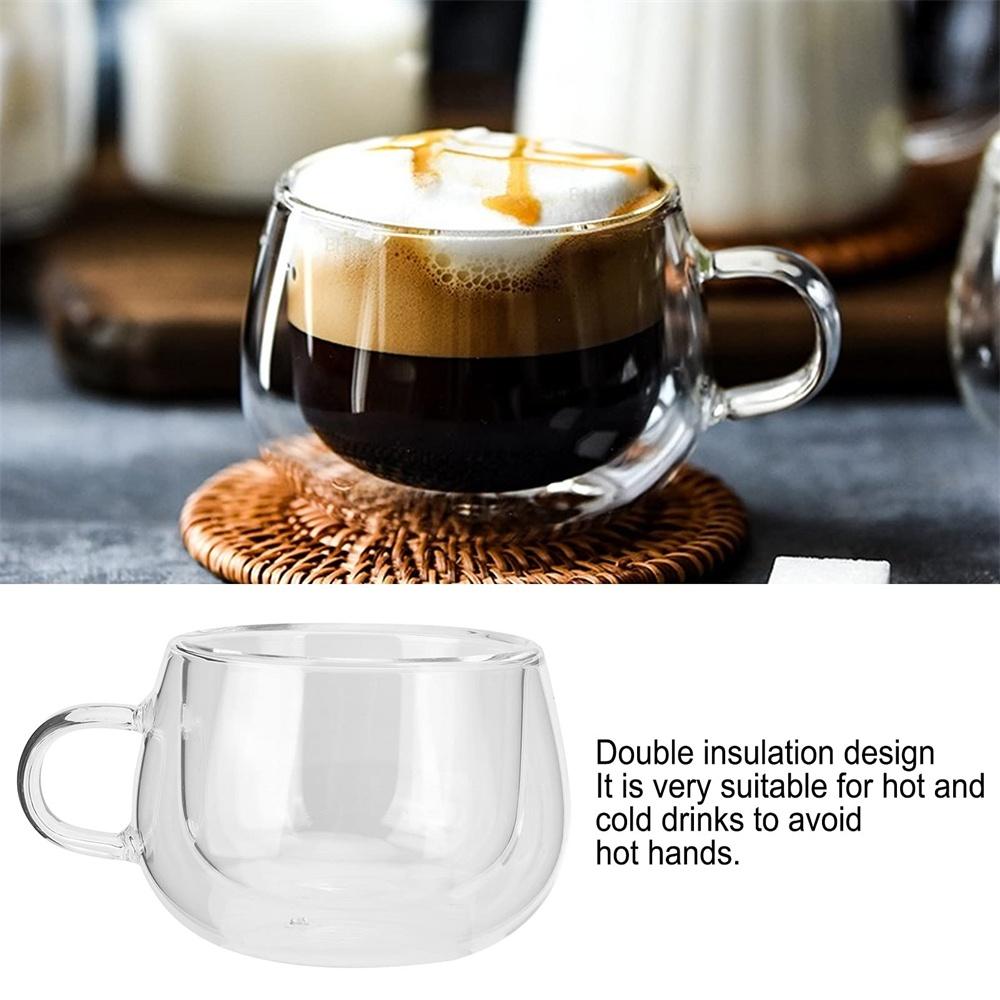 150-450ml Double Wall Glass Coffee Cup with Handle 1pc Heat Resistant High Borosilicate Glass Mug for Cold Juice Milk Coffee