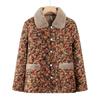 Yalu Damen Wintermantel mit Blumenmuster, Wattierung und Pelzkragen