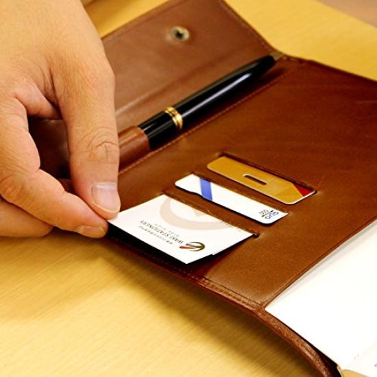 Waki Stationery Originální Quo Vadis Velikost Executive Pravá Kůže Vyrobeno v Japonsku Kožený Obal Hnědý