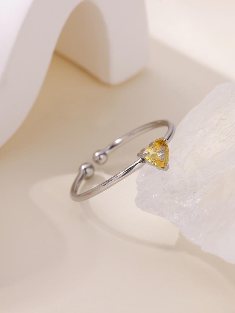 Fashion Zircon Heart Birthstone Rings For Women Stainless Steel Color Birthstone Ring Aesthetic Wedding Jewelry Gift