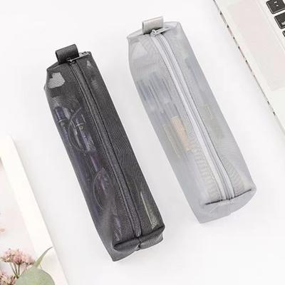 Pencil Case Transparent Mesh Easy To Identify Contents Large Capacity Storage Solid Color Pencil Case