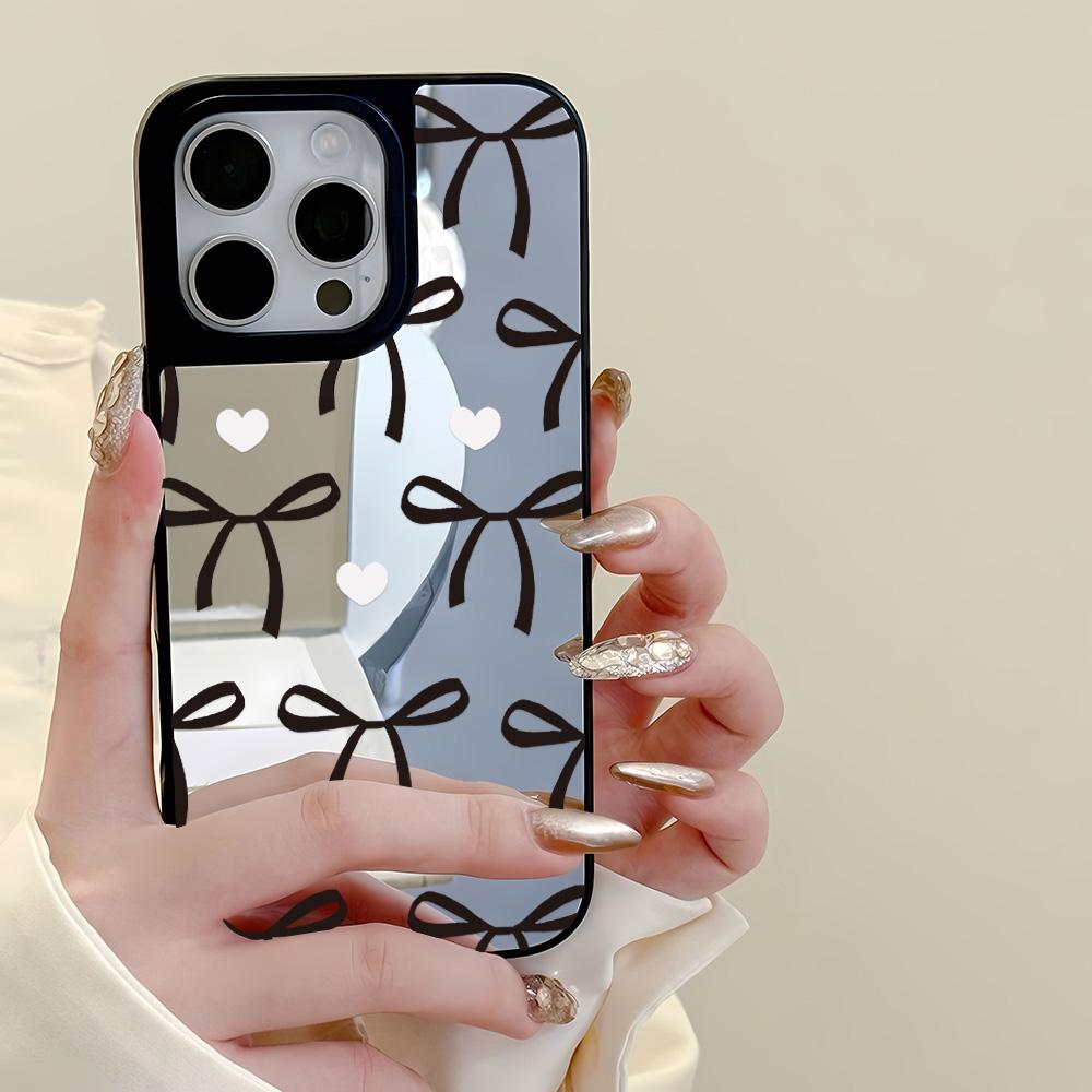 Spiegel Handyhülle für iPhone 15 11 13 14 für 15 16 Pro Max 12 13 16 Pro Wolke Blume und Tier Niedlicher Stil Handyhülle