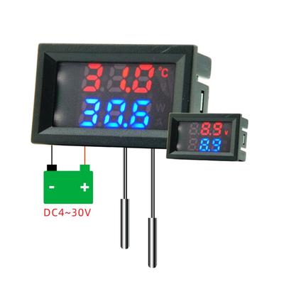 DC4 To 30V 1m Digital Single Voltmeter and Thermometer Temperature Sensor Detector with NTC 10K 3950 Probe Tester Gauge