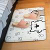 Cute Cartoon Line Dog Floor Mat Pattern Printed Flannel Door Mat, Suitable For Bathroom, Living Room, Home Decoration