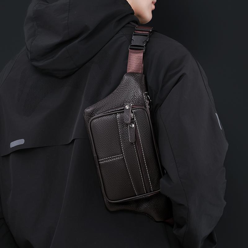 PU Waist Bag Men's Mobile Phone Bag Outdoor Sports Cycling Chest Bag