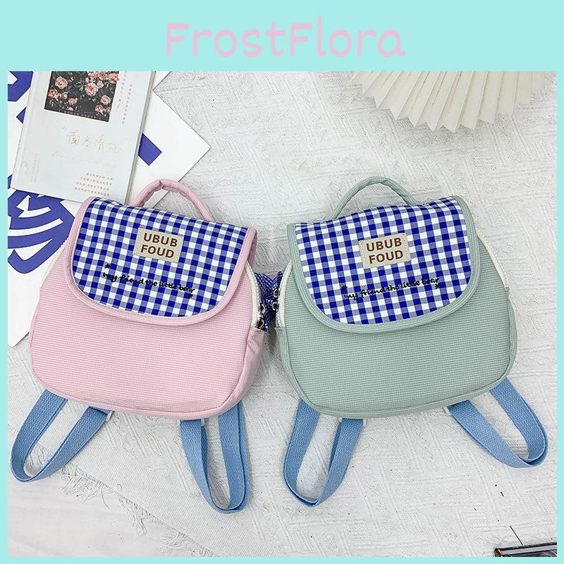 Kids Backpack Fashion With Color Blocking Grid And Letter Design Embroidery