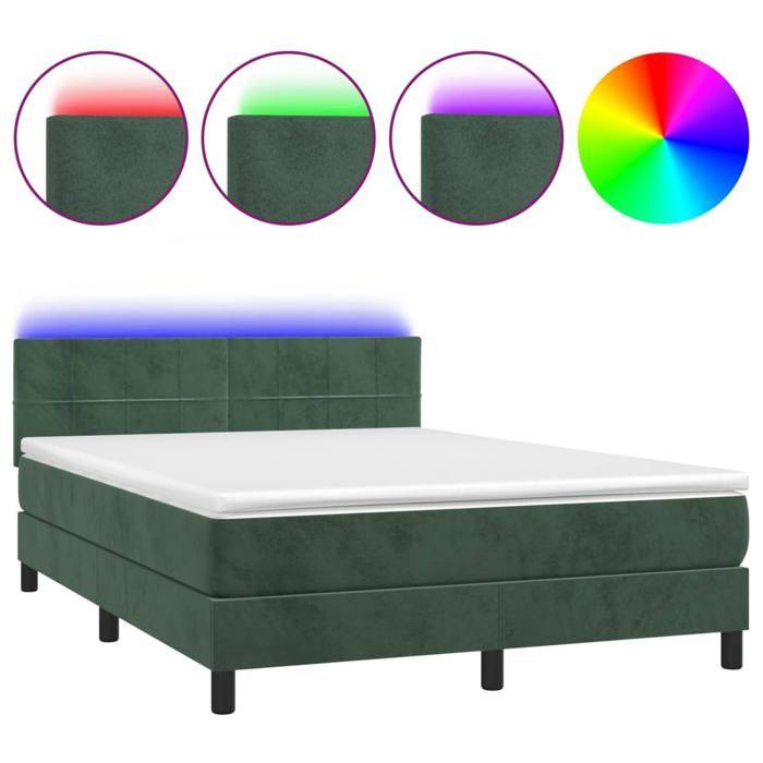 VidaXL Sommier à Lattes de Lit avec Matelas et LED, Lit Rembourré, Lit Double, Lit Adulte de Chambre à Coucher Intérieur, 3134408