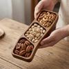 3/4 Compartments Wooden Snack Tray Portable Nut Platter Candies Tray  Living Room