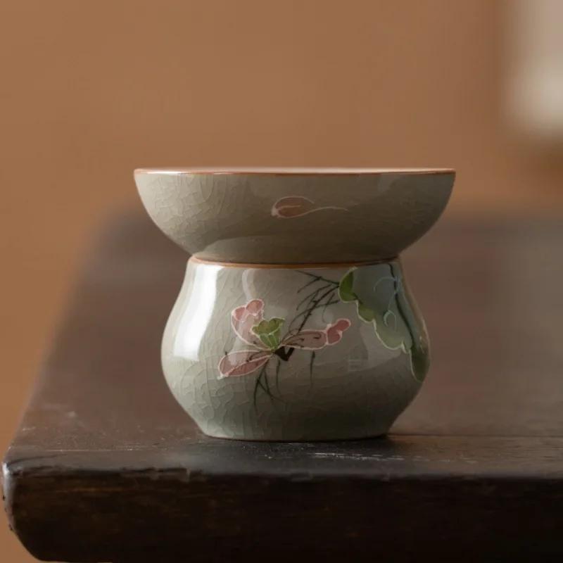 Keramisk Håndmalt Tesil Geyao Tefilter Vintage Lotus Tesil Kung Fu Tesett Tilbehør for Hjemmekontor