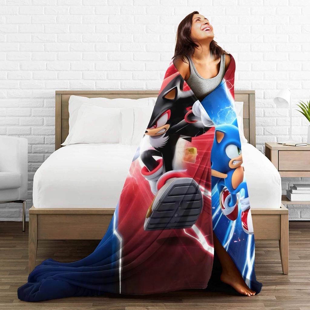 Sonices the H-Hedgehogs Shadow Soft Blankets Kids Adult Plush Throw Blanket Novelty Couch Chair Flannel Bedspread Sofa Bed Cover