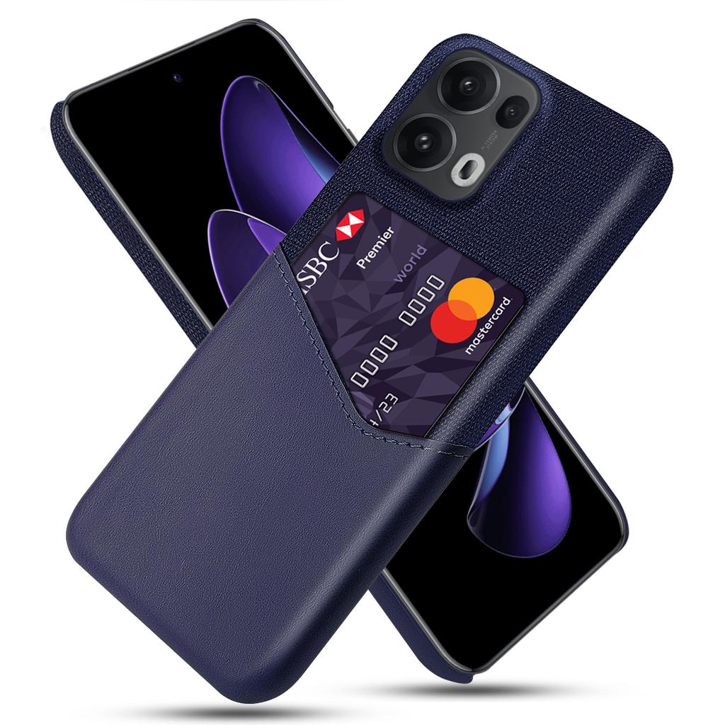 For Oppo Reno13 Pro 5G Case PU Leather Cloth Texture Hard PC Phone Cover with Card Holder