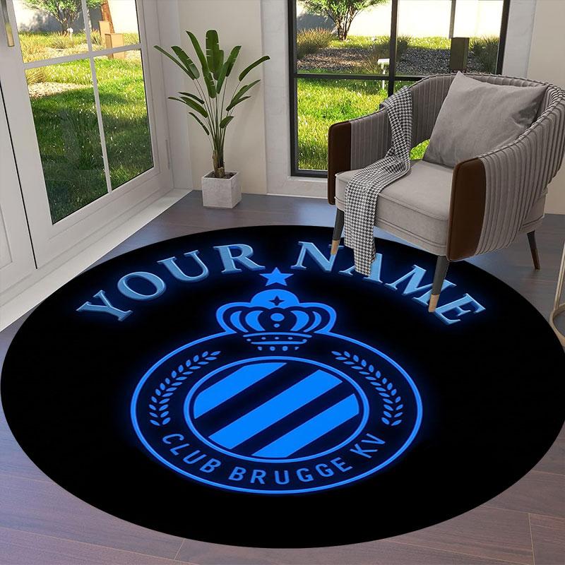 Club Brugge KV Custom Name Round Area Rug,Carpet Rug for Living Room Bedroom Sofa Playroom Decor,Non-slip Floor Mat