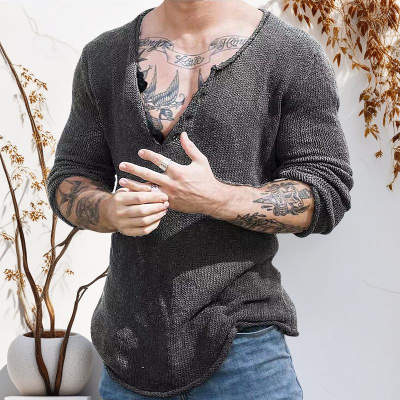 

Весенне-осенний кардиган мужской с V-образным вырезом, вязаный свитер, мужской повседневный свитер-кардиган, облегающий трикотаж, топы мужские S серый
