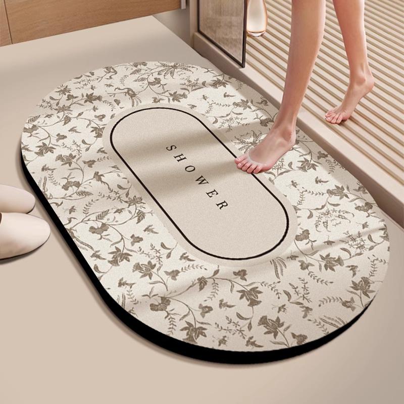 Anti-Slip Diatom Mud Bathroom Mat: Water-Absorbent, Stain-Resistant, Easy-Clean Floor Mat for Toilet Entrance