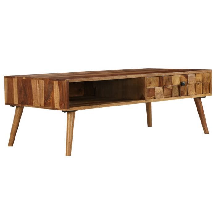 VidaXL Table Basse Bois Sesham Massif avec Finition Miel Table de Salon Meuble 246201