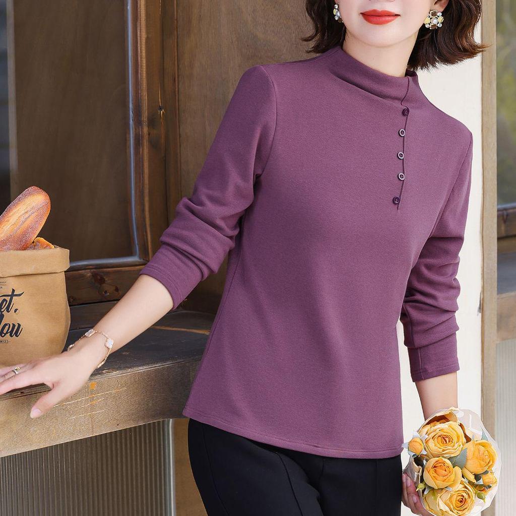 Women's Thickened Long Sleeve Turtleneck Top, Plus Velvet, 2025 New Arrival, Wear Alone, Autumn/Winter Wardrobe Essential